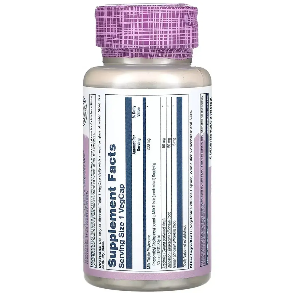 Екстракт розторопші плямистої Solaray Milk Thistle Phytosome 200 мг 60 веганських капсул - фото 2