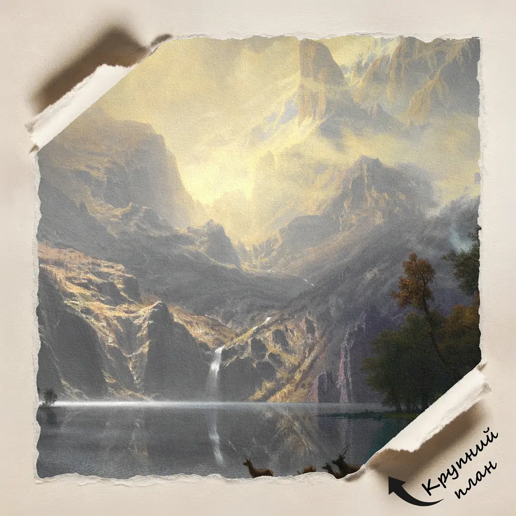 Интерьерная картина Среди гор Сьерра-Невада, Альберт Бирштадт, Albert Bierstadt, репродукция картины, 60×90 см (id7002) - фото 7