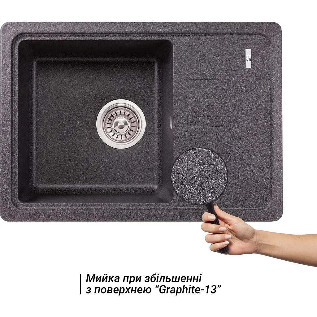 Кухонна мийка Lidz 620x435/200 GRF-13 графіт (LIDZGRF13620435200) - фото 6