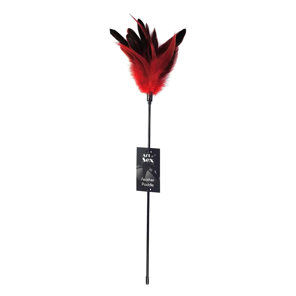 Щекоталка красная Art of Sex - Feather Paddle, перо молодого петуха - фото 3