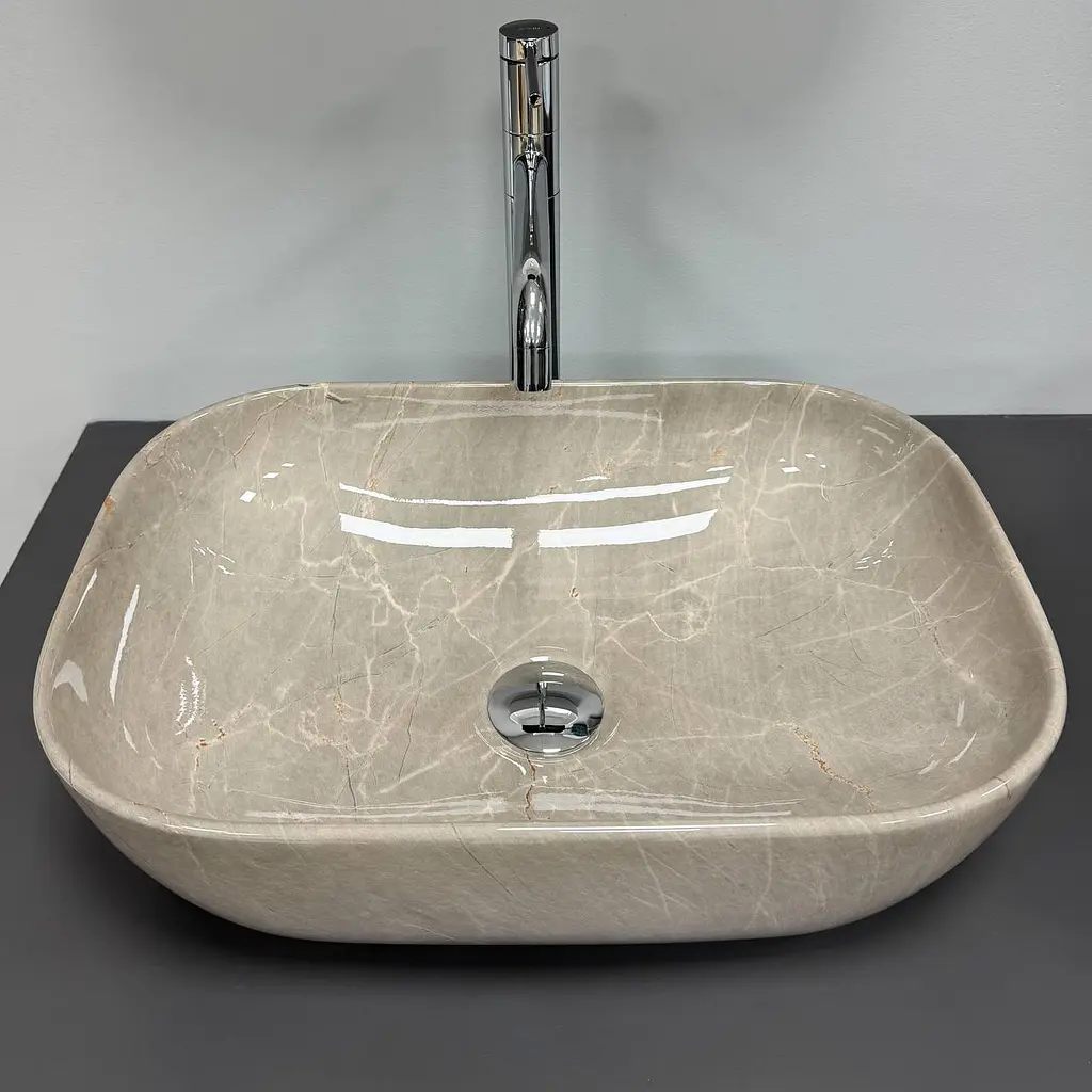 Умивальник VBI Ravenna накладний 46x32.5 см beige stone glossy VBI-011236 - фото 3