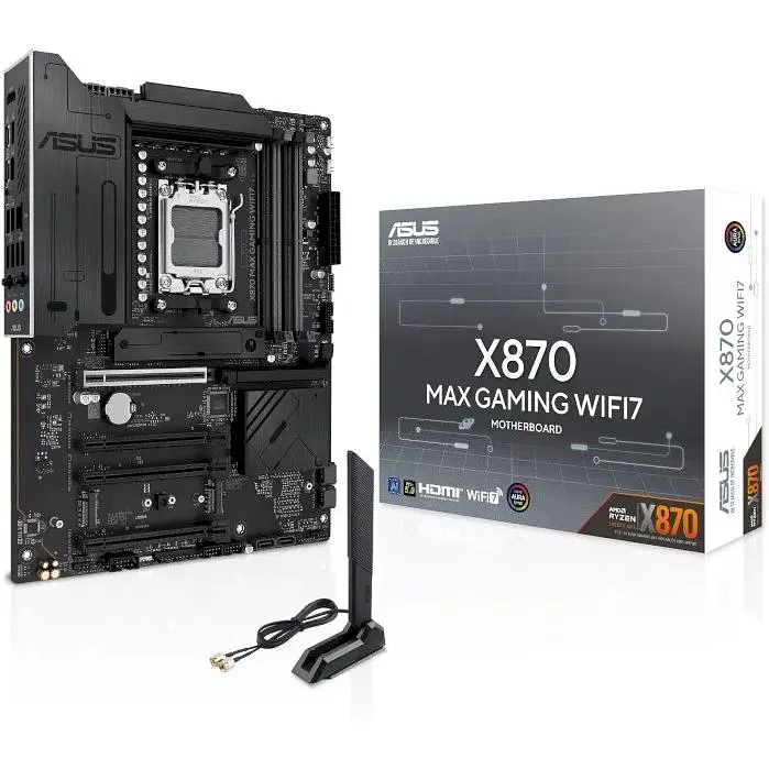 Материнська плата Asus AM5 X870 MAX Gaming WIFI7, X870, 4xDDR5, Int.Video (CPU), 4xSATA3, 3xM.2, 1xPCI-E 5.0 x16, 2xPCI-E 4.0 x16, 1xPCI-E 3.0 x16, Realtek 7.1, Realtek 2.5Gb, WiFi 7, Bluetooth 5.4, HDMI/2xType-C, ATX - фото 2