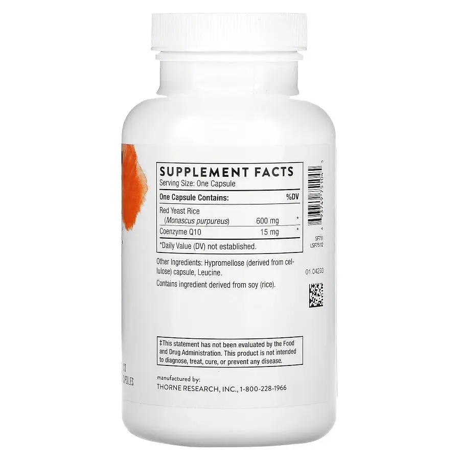 Червоний дріжджовий рис Thorne Red Yeast Rice + CoQ10, 120 капсул для підтримки рівня холестерину - фото 2
