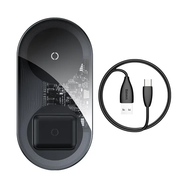 Бездротовий зарядний пристрій Baseus Simple 18W 2 in 1 Crystal (WXJK-A01) - фото 6