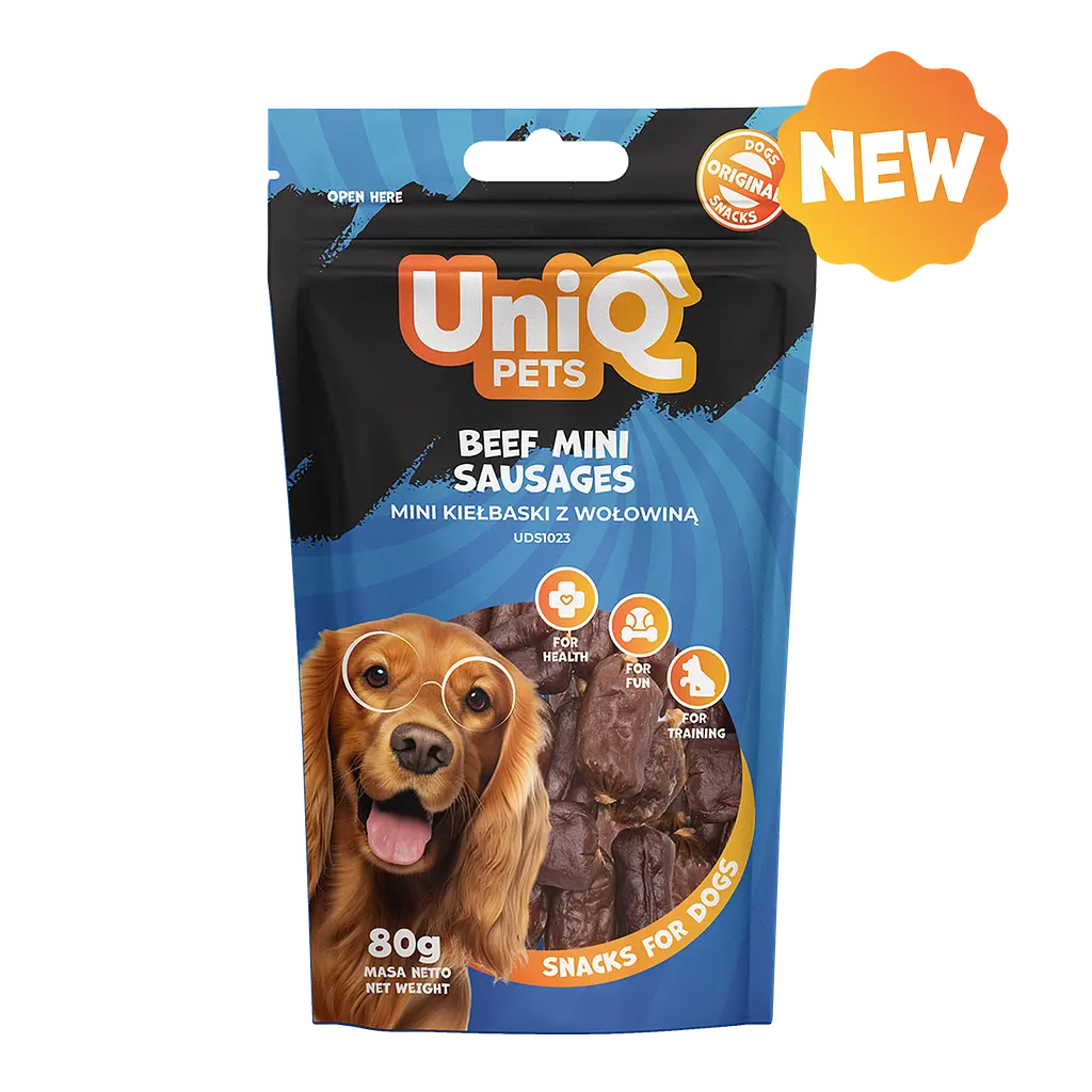 Ласощі для собак UniQ PETS Міні сосиски з яловичини, 80 г - фото 4