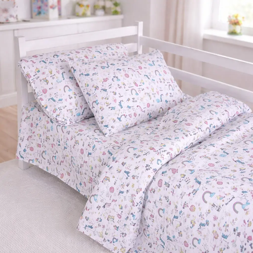 Простыня MirSon бязь Kids Time Tiny Unicorn pink 110x160 см (2200012579527) - фото 3