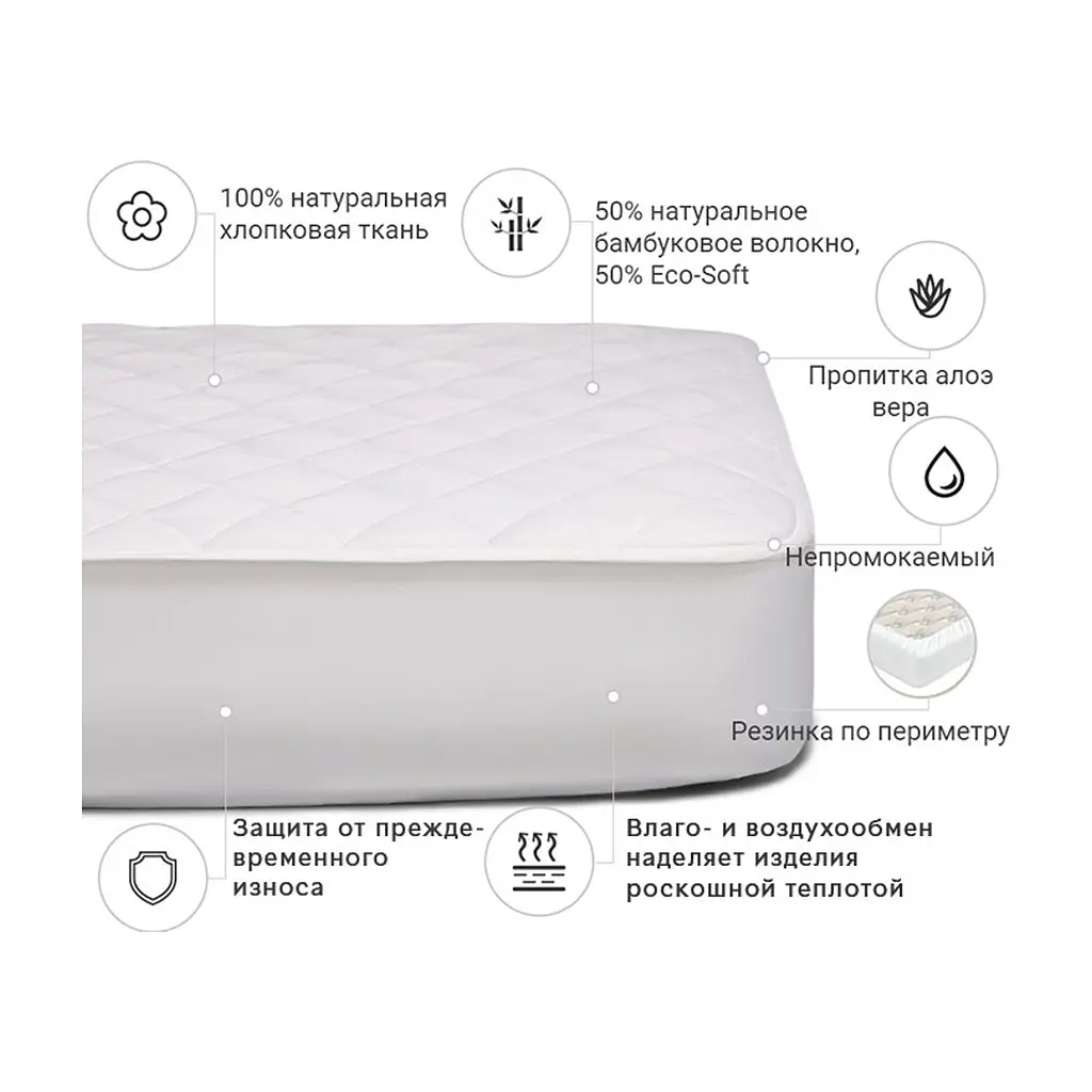 Наматрацник MirSon Natural Line Стандарт Bamboo Aloe Vera 973 120x200 см (2200000837219) - фото 3
