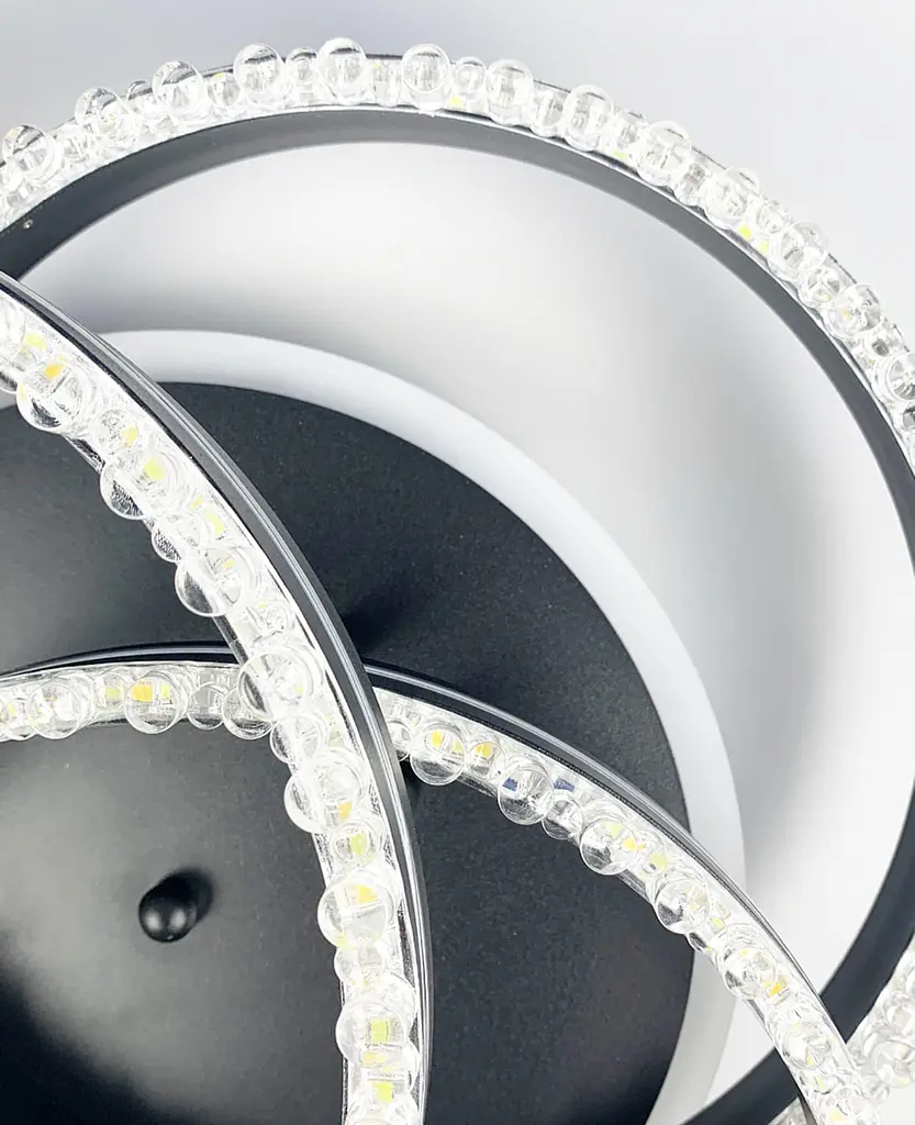 LED світильник чорний на 3 кільця з хромованою смужкою d30 см Line.F A 55063/3С RGB BK+CR - фото 3