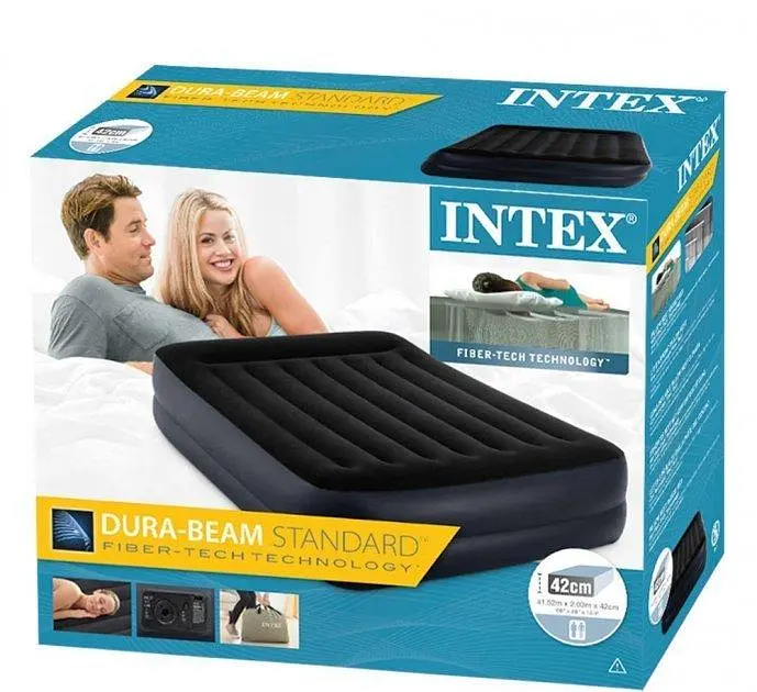 Двоспальне надувне ліжко Intex 64124 Pillow Rest Raised Bed з вбудованим електронасосом 152 x 203 x 42 с - фото 7