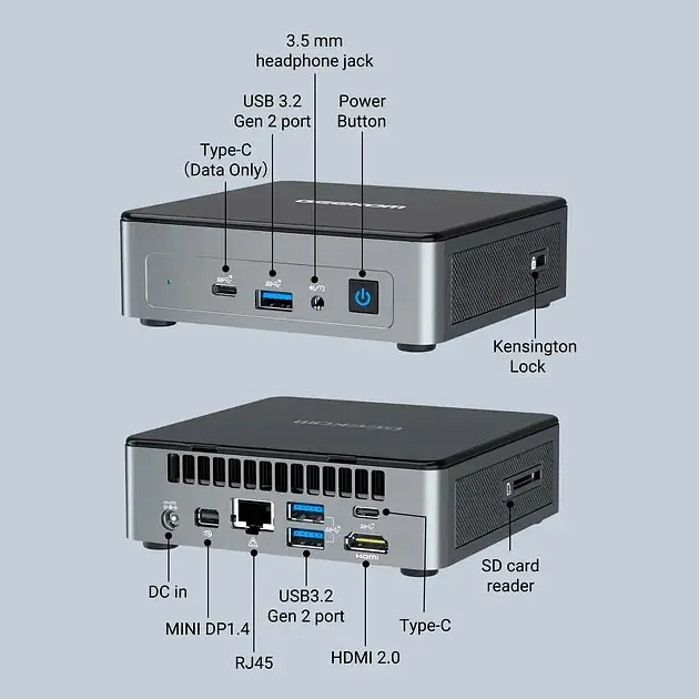 Неттоп Geekom Mini Air12 [GMAir12N100-16512-EU] [112040] - фото 5