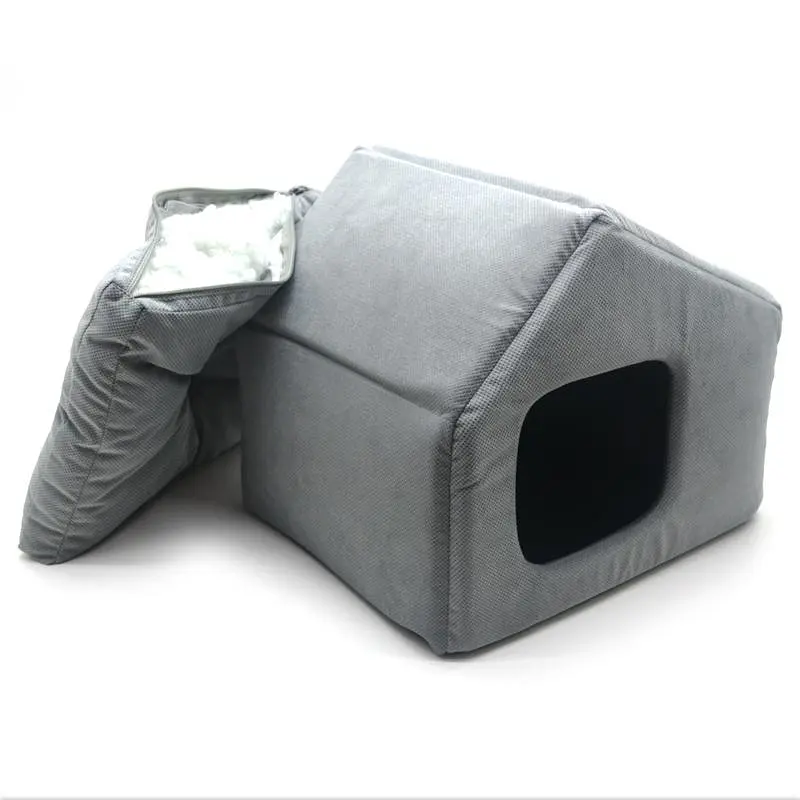 Домик для маленьких собак и кошек Zoo-hunt Блить серый №2 45х39х40 см - фото 4