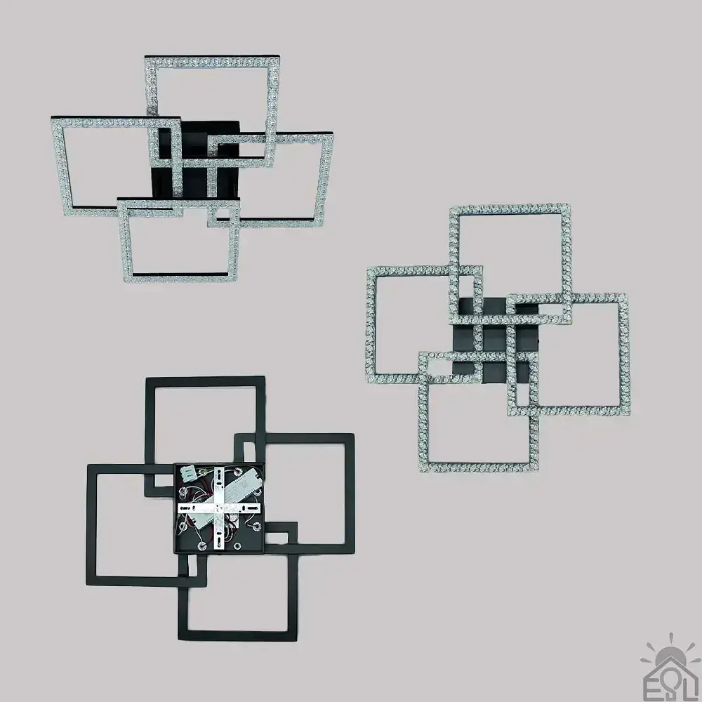 Смарт люстра керована світлодіодна SQUARE 4S 100 Вт 550x550x110 мм Чорна ESLLSE - фото 5