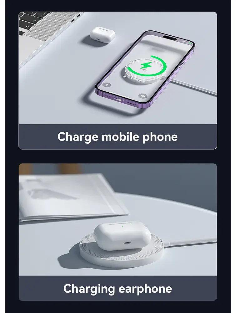 Зарядний пристрій Essager 2-in-1 wireless charger 15W white (EWXCX-CF02-Z) - фото 3