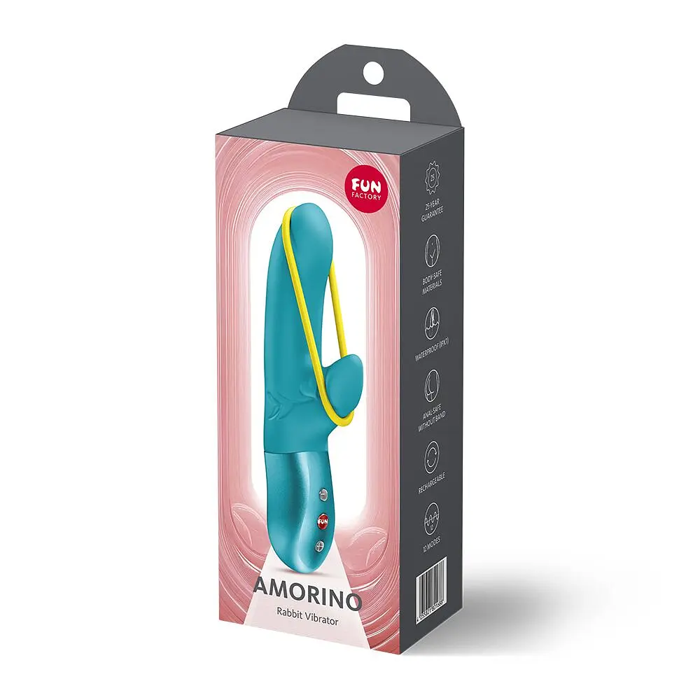 Мінівібратор-кролик зі стимулювальною стрічкою Fun Factory AMORINO Aquamarine, стрічка знімна - фото 9