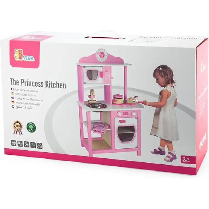 Детская кухня Viga Toys из дерева бело-розовая (50111) - фото 3