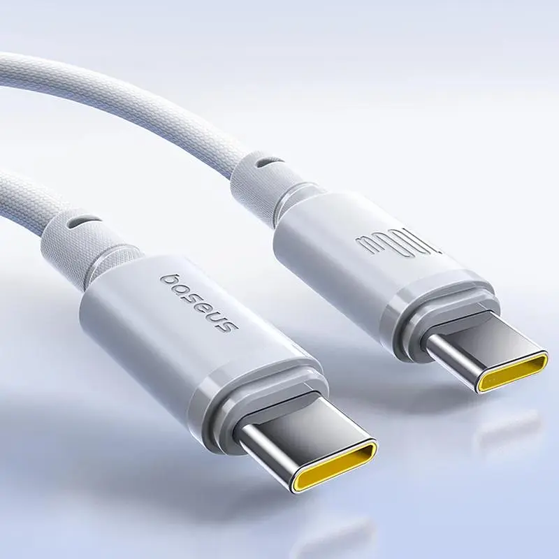 Дата кабель Baseus New Braided Type-C to Type-C 100W (1m) (E0426) Moon White - фото 3