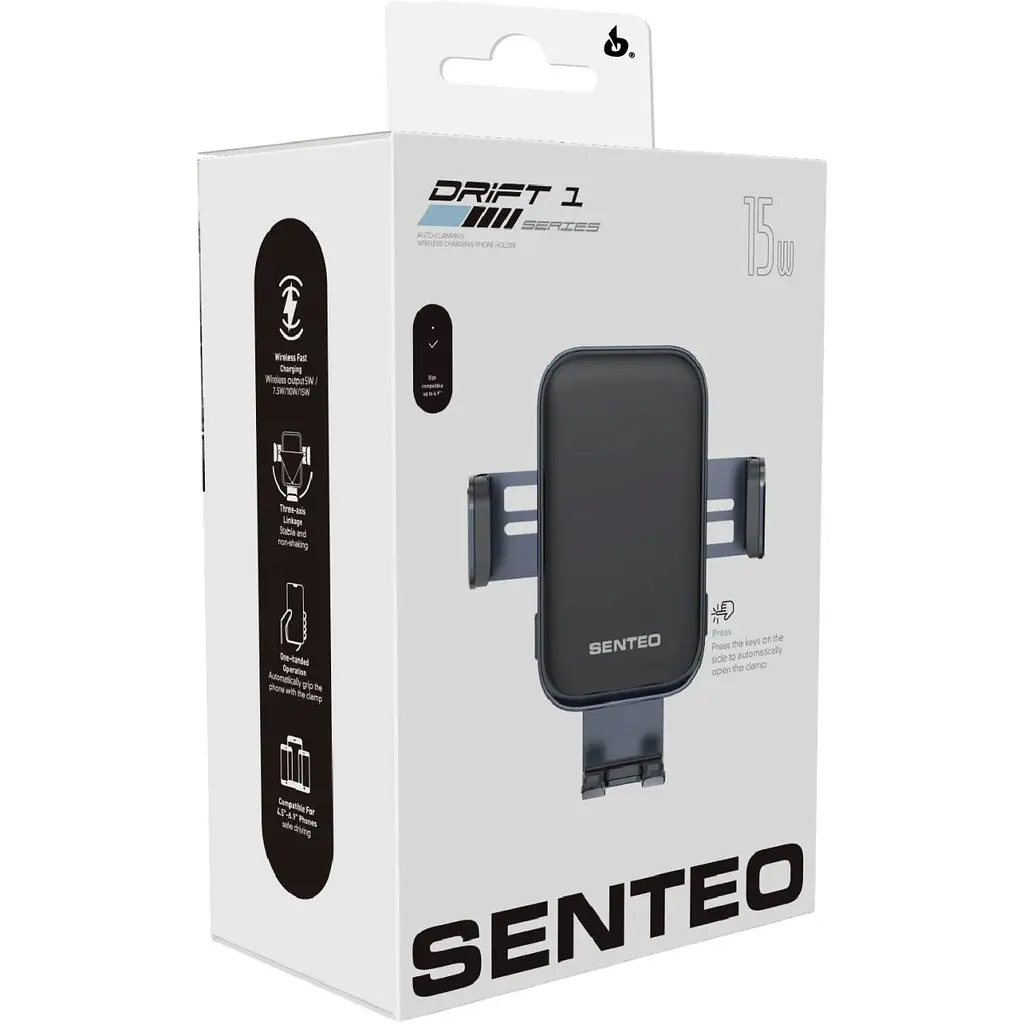 Автотримач із бездротовою зарядкою Senteo SH-01 Drift 1 Wireless Charging 15W Airvent Black [171636] - фото 2
