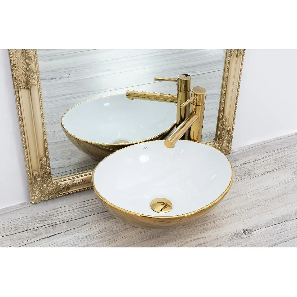 Умивальник Rea Sofia 34,5x40,9 gold/white (REA-U0456) - фото 3