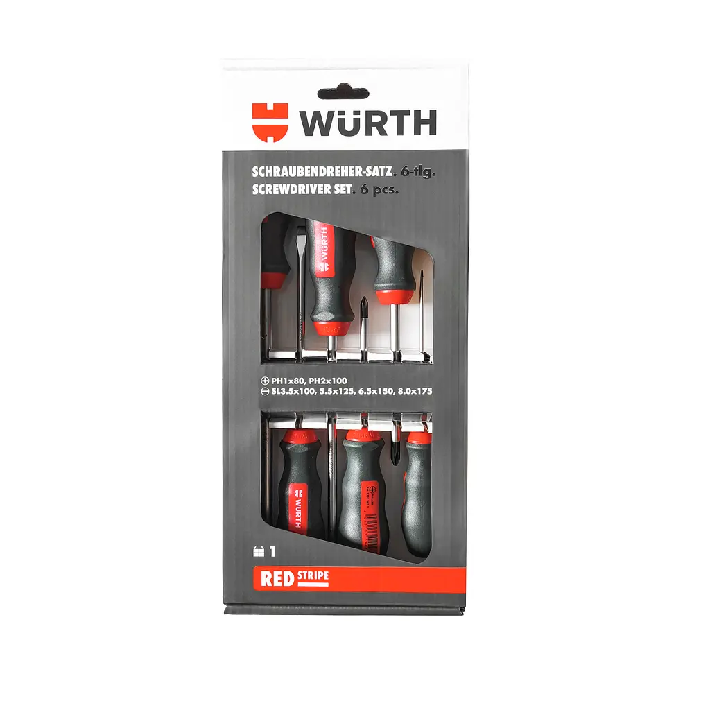Набір викруток Wurth Red Stripe шліц+РН, круглий стрижень 6шт(575194227) - фото 2