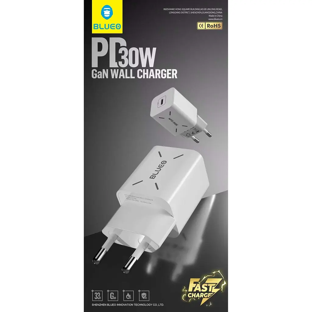 Мережевий зарядний пристрій Blueo GaN 30W White (BT5925) [139306] - фото 2