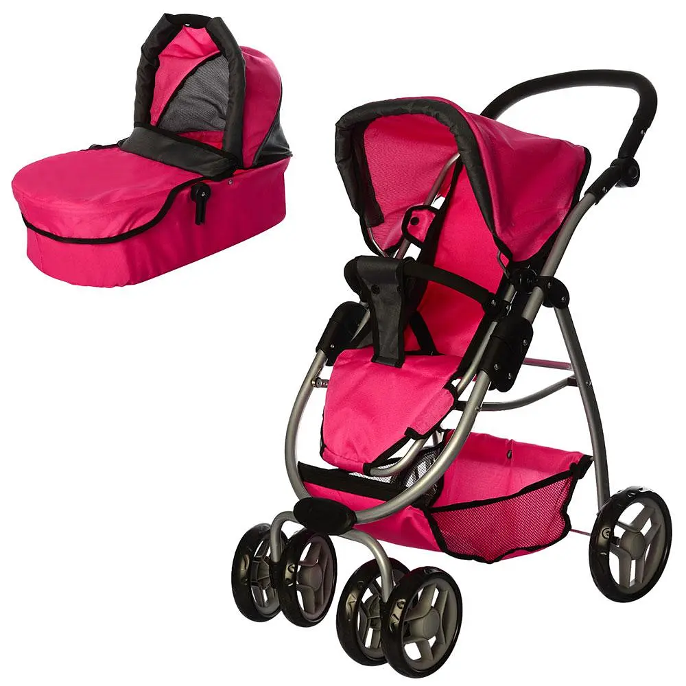Коляска для ляльок Melogo 9662 Black-Pink в асортименті - фото 2