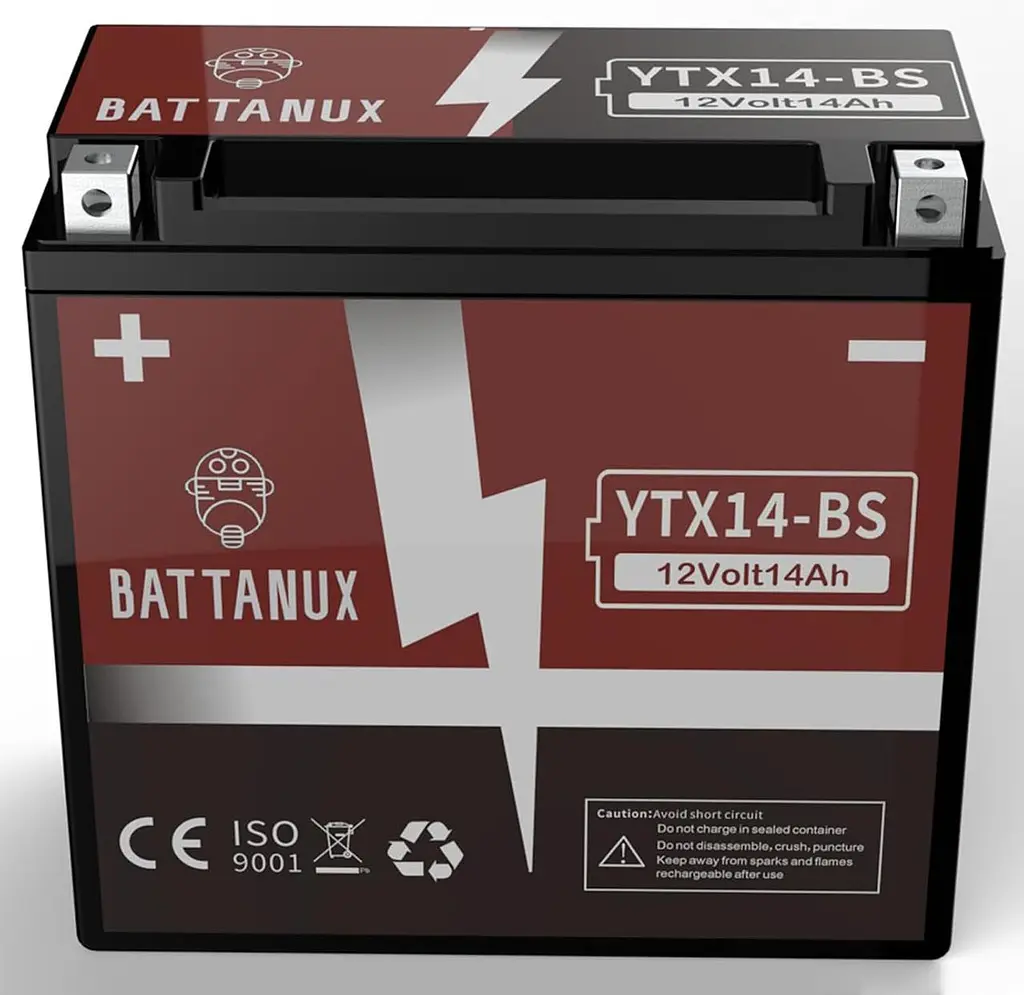 Аккумулятор Battanux YTX14-BS для мотоцикла герметичный SLA/AGM 12 В 14 Ач - фото 2