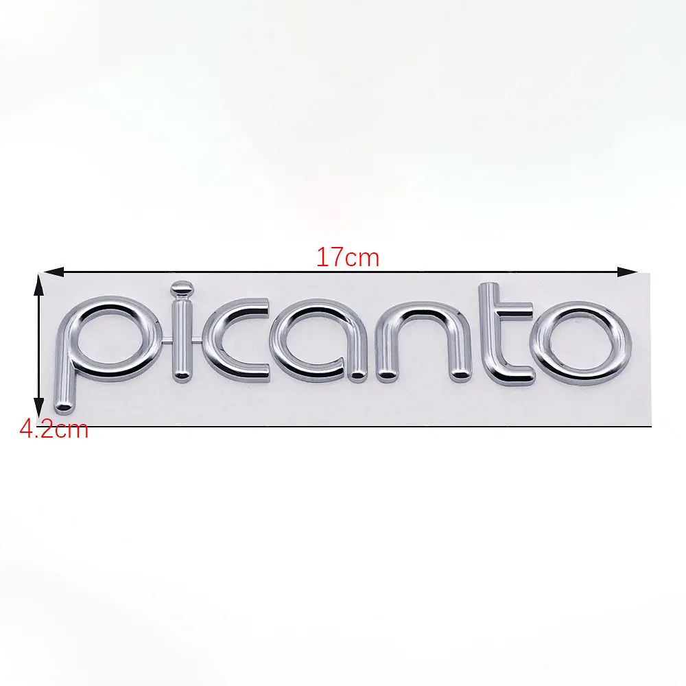 Емблема напис Picanto (для Kia) 170х37 мм Хром Пластик на скотчі (Завод) - фото 2