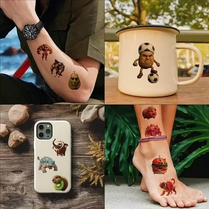 Детские временные тату Fresh Tattoo Итальянский брейнрот Italian-brainrot-tattoo-1, 12х7 см - фото 4