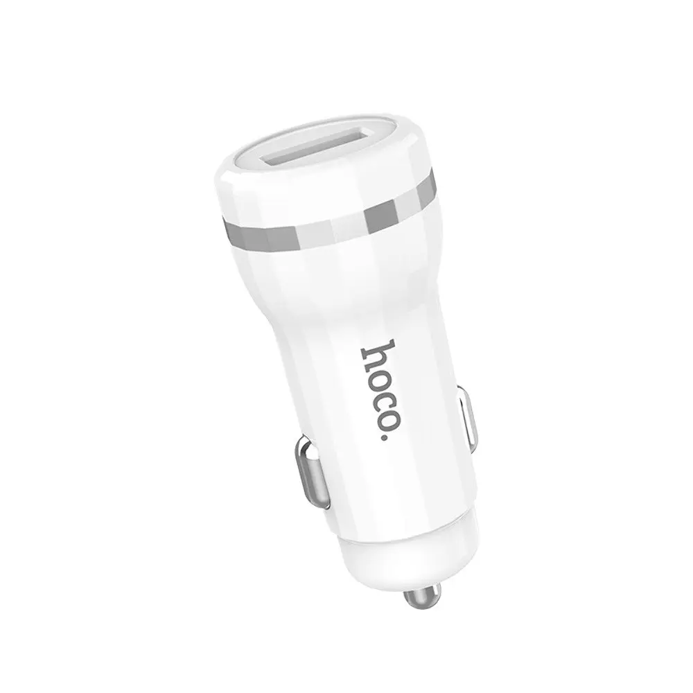 Автомобільний зарядний пристрій Hoco Z27A USB QC 18W білий - фото 3