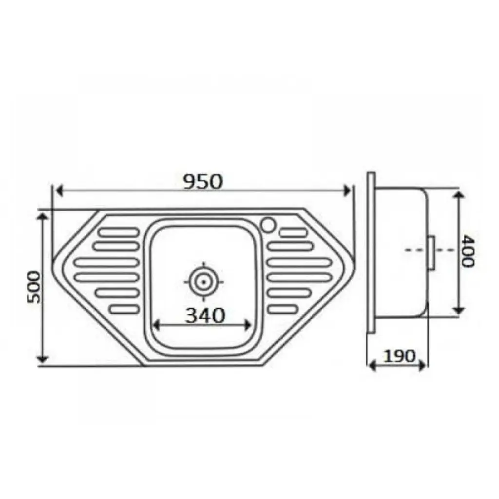 Мийка кухонна Kraft 9550 D Decor кутова 950х500х180 мм 0,8 мм 30412 - фото 2