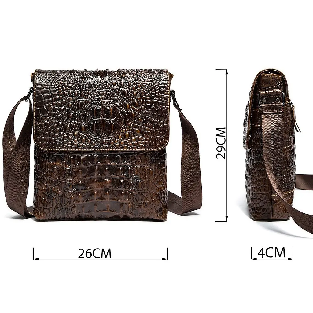 Сумка чоловіча з тисненням під крокодила 14698 Vintage коричнева - фото 3