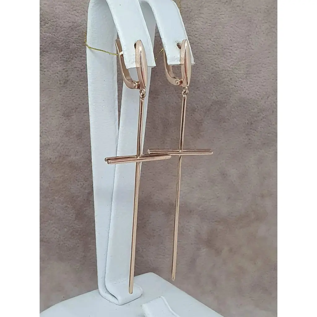 Золоті сережки Платон Хрестики. 1С283/00Б - фото 4