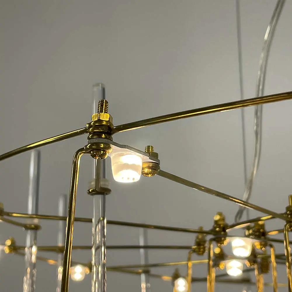 Невесомая золотая двухъярусная люстра Ø 60 см Ст. MJ 205-600 Titanium | Line F - фото 5