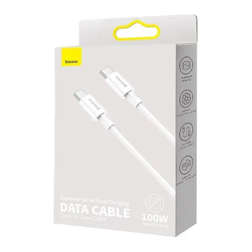PD кабель Baseus Superior Series Fast Charging Data Cable Type-C to Type-C 100W 2m білий CATYS-C02 - фото 2