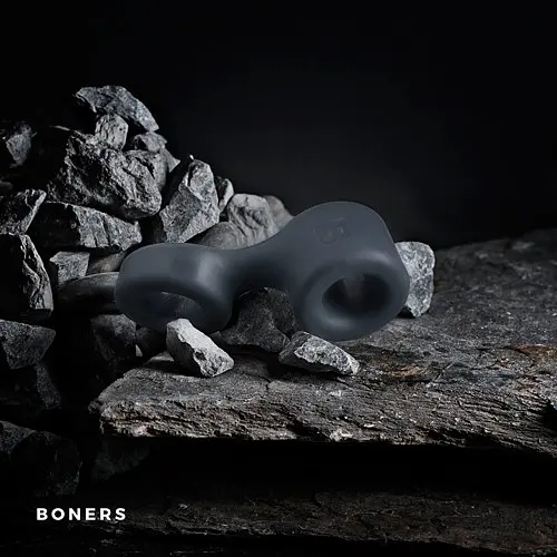 Ерекційне кільце Boners Cock Ring And Ball Stretcher, 9.2х2.2 см (сірий) - фото 2