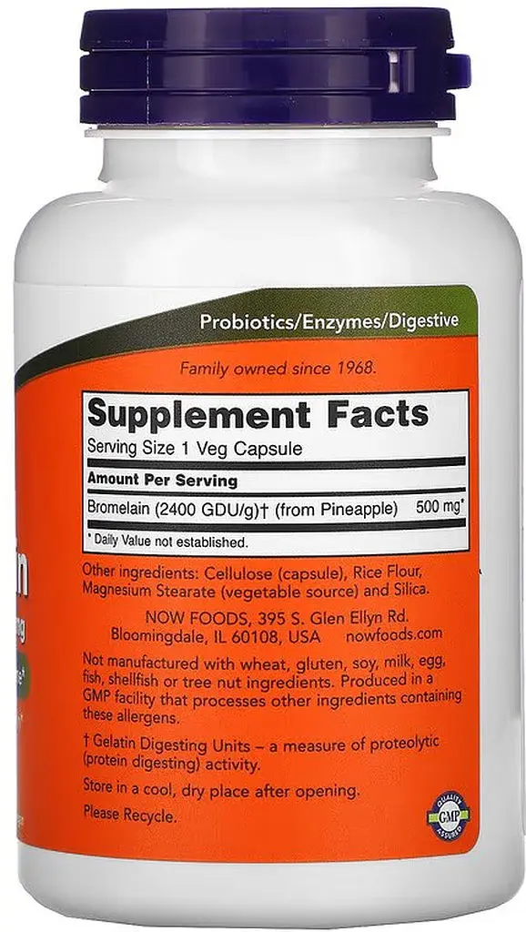 Натуральная добавка NOW Bromelain 500 mg, 120 вегакапсул - фото 2