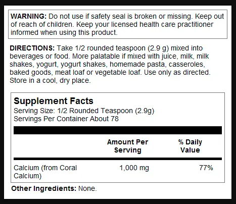Кальцій KAL Coral Calcium Powder 1000 мг - фото 2