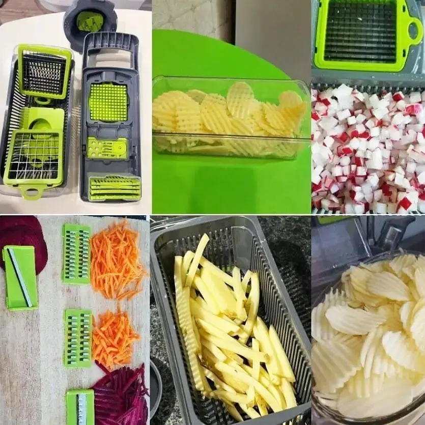 Мультислайсер 14 в 1 KitchenAid Kitchen Ideas Veggie Slicer HA-347 ручна багатофункціональна овочерізка з контейнером - фото 10