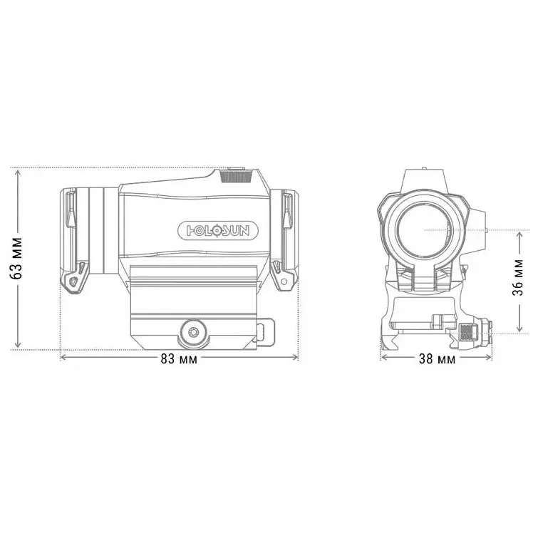 Прицел коллиматорный Holosun HE515CT-RD точка 2 MOA + круг 65 МОА - фото 5