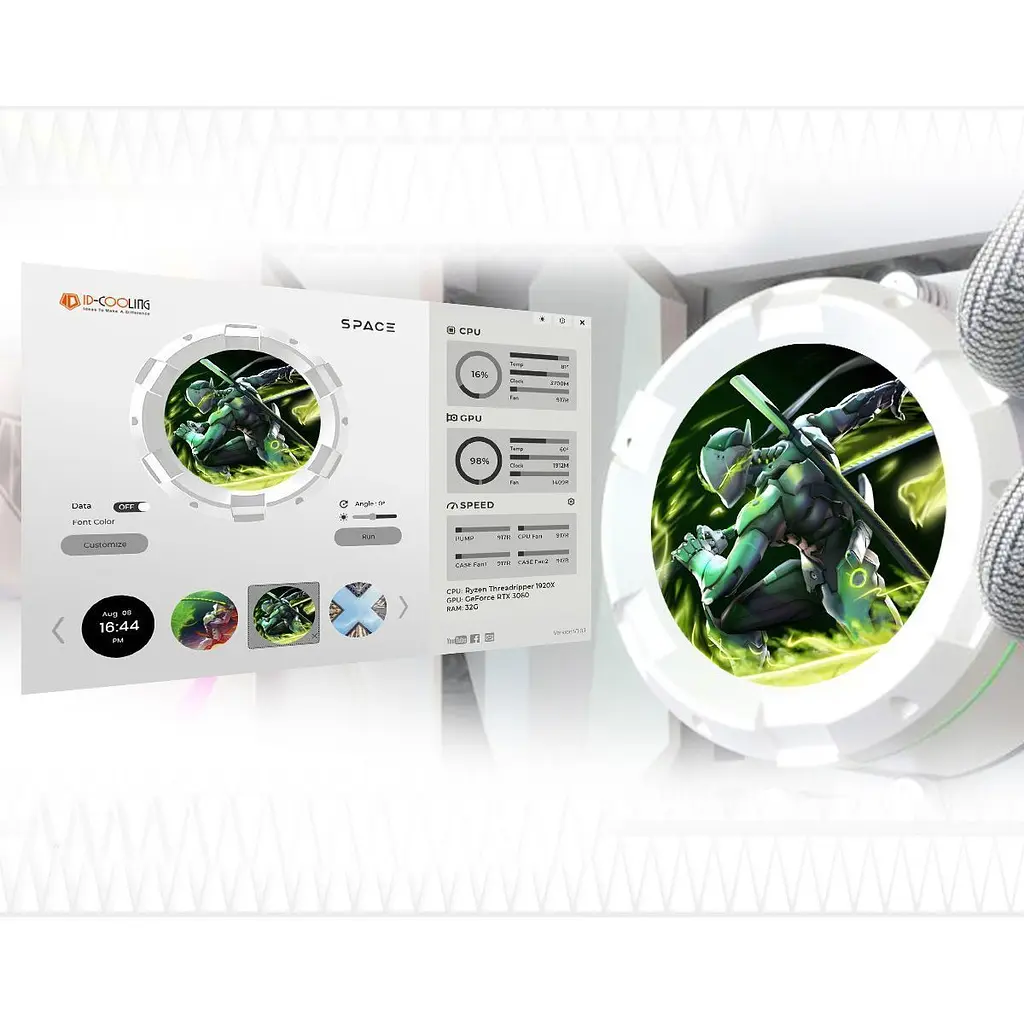 Система водяного охолодження ID-COOLING Space LCD SL360 XE White [148461] - фото 9