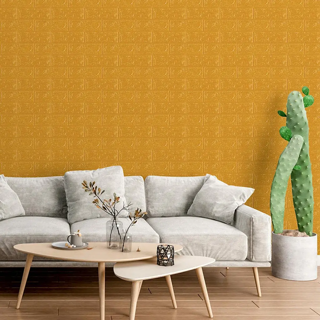 3D панель Sticker Wall самоклеюча 700x770x3мм цегла Золота 011-3 SW-00000676 - фото 5