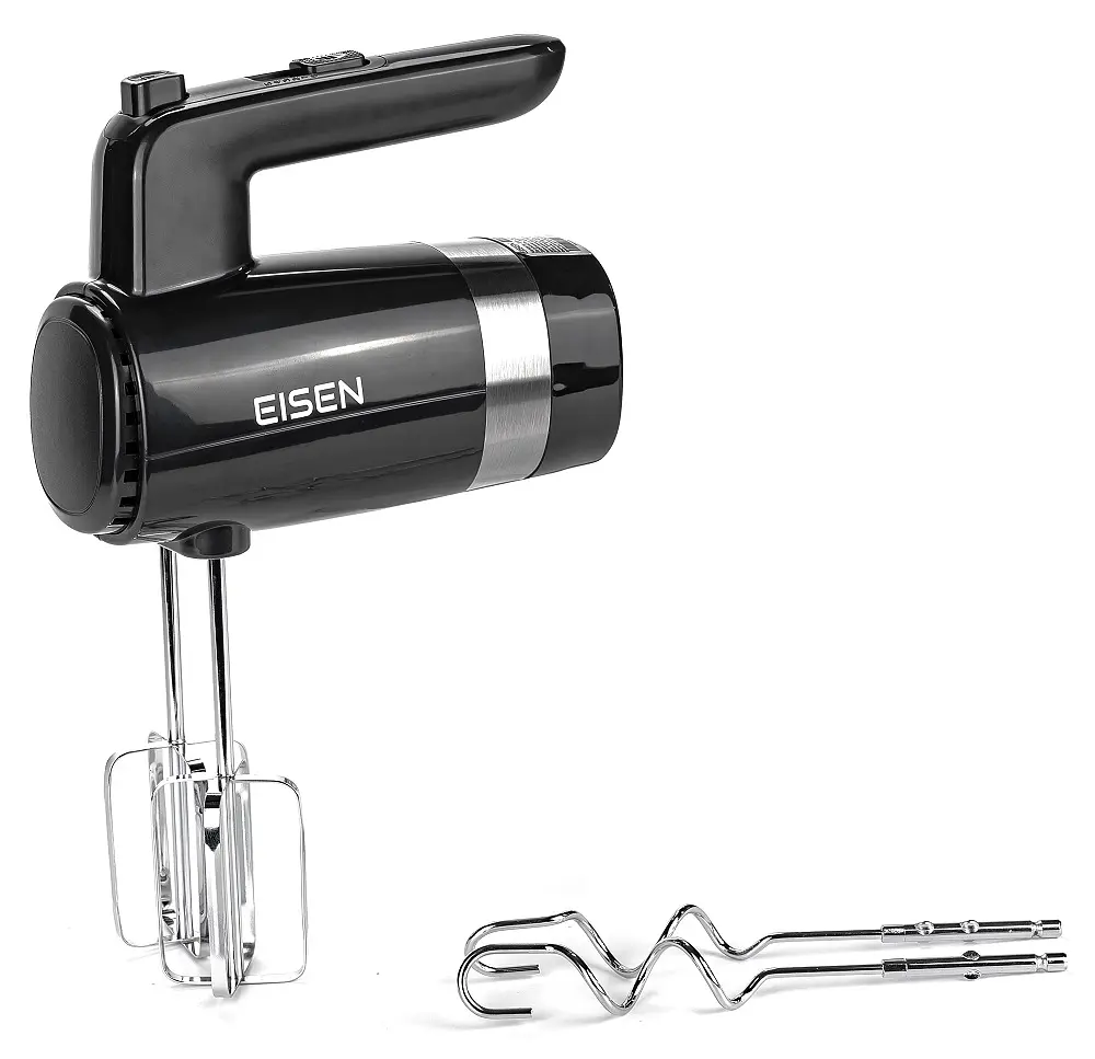 Миксер Eisen EHM-50, Black|Silver, 500W, ручной, 5 скоростей, венчики, крюки для замеса теста, подставка для насадок, защита от перегрева - фото 5