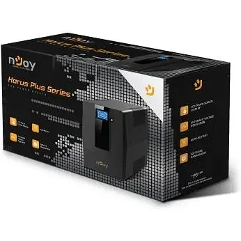Джерело безперебійного живлення NJOY Horus Plus 600 (PWUP-LI060H1-AZ01B) Lin.int., AVR, 2 x евро, USB, LCD, пластик - фото 6