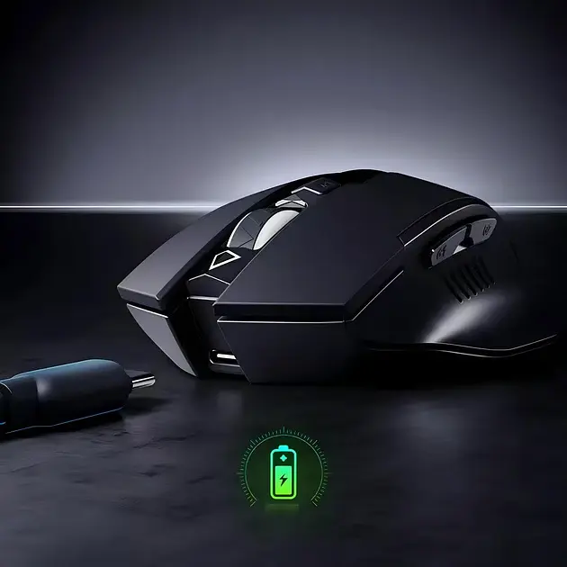 Миша бездротова INPHIC A1 з підключенням USB 2.4Gz + Bluetooth, з акумулятором та 2400 DPI, mate black - фото 5