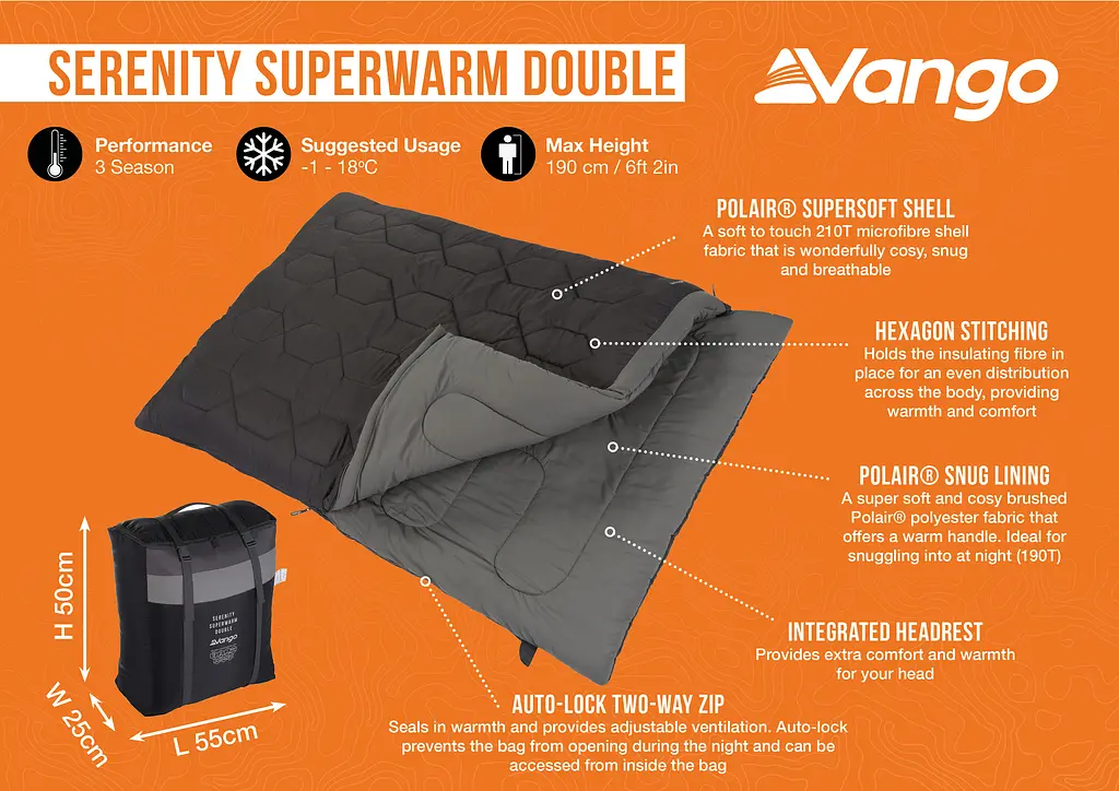 Спальний мішок Vango Serenity Superwarm Double/-3°C Shadow Grey Twin (SBQSERENIS32S7I) - фото 4