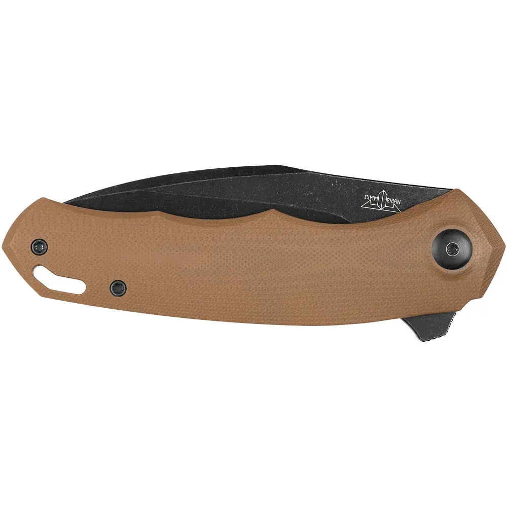 Ніж Cimmerian Knives C1 Black Blade Half Serrated N690 Brown - фото 3