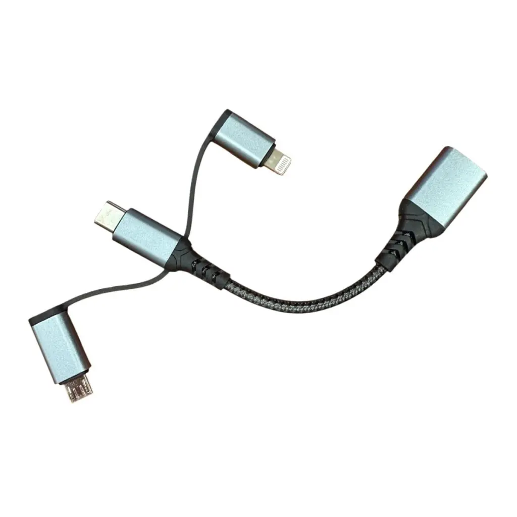 Дата кабель OTG USB 3.0 AF to USB-C + Micro 5P + Lightning 0.11m 60W XoKo (XK-AC-155) - фото 2