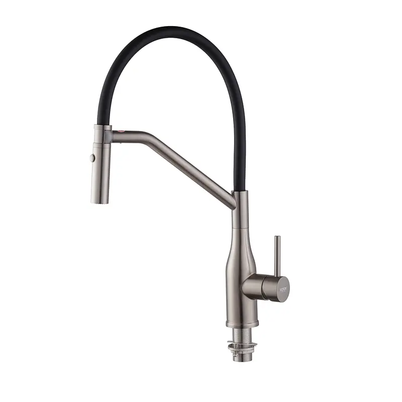 Смеситель для кухни Koer KI-70026-07 с черным силиконовым изливом KR5211 Графит - фото 2