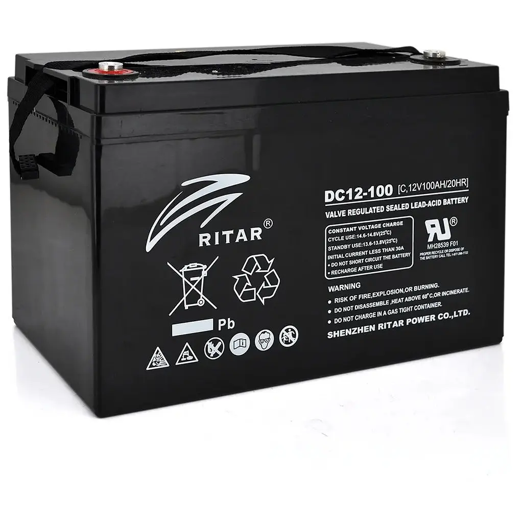 Акумуляторна батарея CARBON RITAR DC12-100C, Black Case, 12V 100.0Ah, 2000-5000 циклів, до 15 років термін служби (355*250*260) Q1