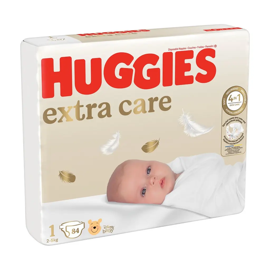Підгузки Huggies Extra Care Розмір 1 (2-5 кг) 84 шт (5029053578057) - фото 3